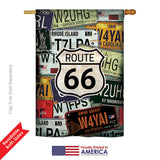 Route 66 Plates - Historic Americana Vertical Impressions Decorative Flags HG137161 Printed In USA