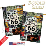 Route 66 Plates - Historic Americana Vertical Impressions Decorative Flags HG137161 Printed In USA