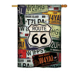 Route 66 Plates - Historic Americana Vertical Impressions Decorative Flags HG137161 Printed In USA