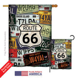 Route 66 Plates - Historic Americana Vertical Impressions Decorative Flags HG137161 Printed In USA
