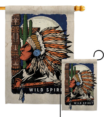 Native Spirit - Historic Americana Vertical Impressions Decorative Flags HG137625 Made In USA