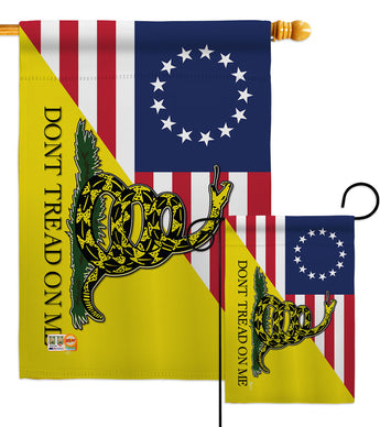 Betsy Ross Don't Tread On Me - Historic Americana Vertical Impressions Decorative Flags HG140724 Made In USA