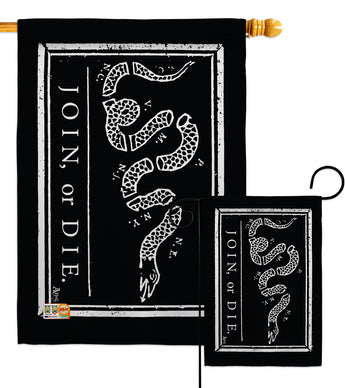 Black Join Or Die - Historic Americana Vertical Impressions Decorative Flags HG140725 Made In USA