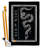 Black Join Or Die - Historic Americana Vertical Impressions Decorative Flags HG140725 Made In USA