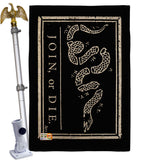 Black Join Or Die - Historic Americana Vertical Impressions Decorative Flags HG140725 Made In USA