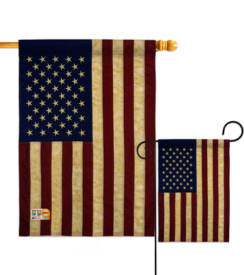 USA Vintage - Historic Americana Vertical Applique Decorative Flags HG108404