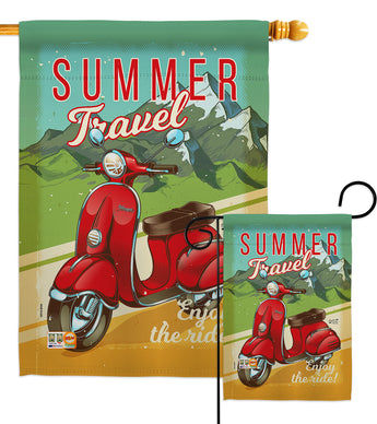 Summer Scooter Travel - Hobbies Interests Vertical Impressions Decorative Flags HG137078 Made In USA