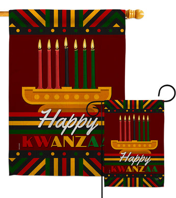Happy Kwanzaa - Kwanzaa Winter Vertical Impressions Decorative Flags HG114233 Made In USA