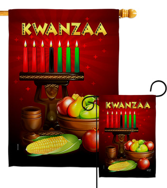 Greeting Kwanzaa - Kwanzaa Winter Vertical Impressions Decorative Flags HG137338 Made In USA