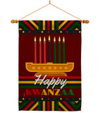Happy Kwanzaa - Kwanzaa Winter Vertical Impressions Decorative Flags HG114233 Made In USA