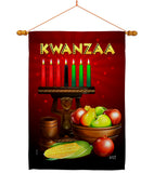 Greeting Kwanzaa - Kwanzaa Winter Vertical Impressions Decorative Flags HG137338 Made In USA