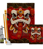 Happy Lion Dance - New Year Spring Vertical Impressions Decorative Flags HG120009 Made In USA