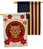 Happy Tiger Year - New Year Spring Vertical Impressions Decorative Flags HG130318 Made In USA