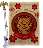 Happy Tiger Year - New Year Spring Vertical Impressions Decorative Flags HG130318 Made In USA