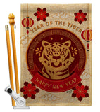 Happy Tiger Year - New Year Spring Vertical Impressions Decorative Flags HG130318 Made In USA