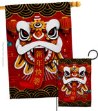 Happy Lion Dance - New Year Spring Vertical Impressions Decorative Flags HG120009 Made In USA