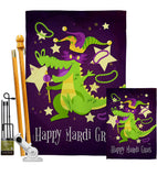 Mardi Gras Alligator - Mardi Gras Spring Vertical Impressions Decorative Flags HG118015 Made In USA