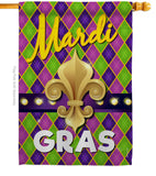 Mardi Gras Fleur De Lys - Mardi Gras Spring Vertical Impressions Decorative Flags HG118010 Made In USA