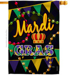 Time To Mardi Gras - Mardi Gras Spring Vertical Impressions Decorative Flags HG118012 Made In USA