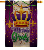 Mardi Gras Crown - Mardi Gras Spring Vertical Impressions Decorative Flags HG120074 Made In USA