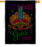 Mardi Gras Yall - Mardi Gras Spring Vertical Impressions Decorative Flags HG120302 Made In USA