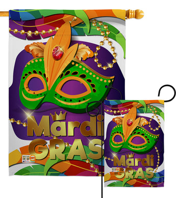 Mardi Gras Mask - Mardi Gras Spring Vertical Impressions Decorative Flags HG118011 Made In USA