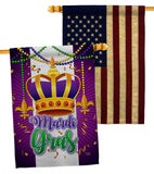 Mardi Gras Crown - Mardi Gras Spring Vertical Impressions Decorative Flags HG120074 Made In USA