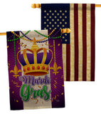 Mardi Gras Crown - Mardi Gras Spring Vertical Impressions Decorative Flags HG120074 Made In USA