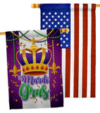 Mardi Gras Crown - Mardi Gras Spring Vertical Impressions Decorative Flags HG120074 Made In USA