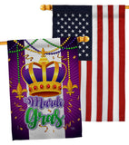 Mardi Gras Crown - Mardi Gras Spring Vertical Impressions Decorative Flags HG120074 Made In USA