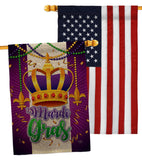 Mardi Gras Crown - Mardi Gras Spring Vertical Impressions Decorative Flags HG120074 Made In USA