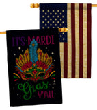 Mardi Gras Yall - Mardi Gras Spring Vertical Impressions Decorative Flags HG120302 Made In USA