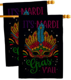 Mardi Gras Yall - Mardi Gras Spring Vertical Impressions Decorative Flags HG120302 Made In USA