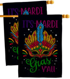 Mardi Gras Yall - Mardi Gras Spring Vertical Impressions Decorative Flags HG120302 Made In USA