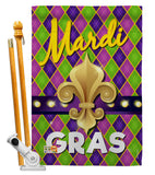 Mardi Gras Fleur De Lys - Mardi Gras Spring Vertical Impressions Decorative Flags HG118010 Made In USA