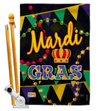 Time To Mardi Gras - Mardi Gras Spring Vertical Impressions Decorative Flags HG118012 Made In USA