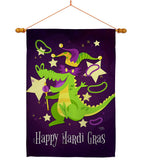 Mardi Gras Alligator - Mardi Gras Spring Vertical Impressions Decorative Flags HG118015 Made In USA