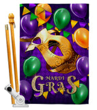 Mardi Gras Balloons - Mardi Gras Spring Vertical Impressions Decorative Flags HG118017 Made In USA