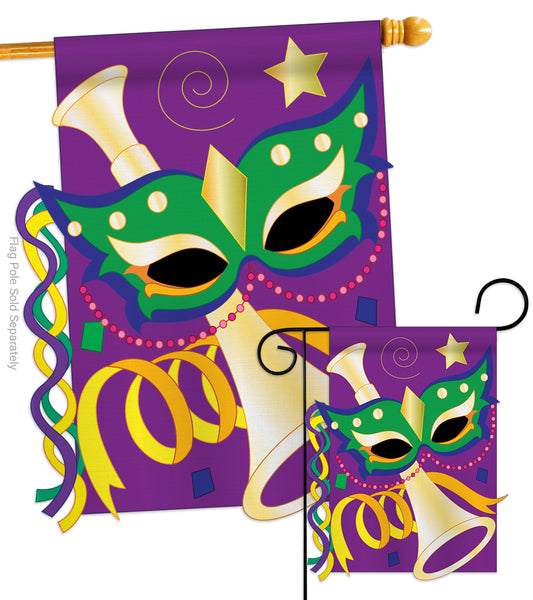 Mardi Gras - Mardi Gras Spring Vertical Applique Decorative Flags HG118001