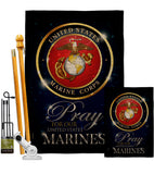 Pray United States Marines - Military Americana Vertical Impressions Decorative Flags HG120063 Made In USA