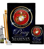 Pray United States Marines - Military Americana Vertical Impressions Decorative Flags HG120063 Made In USA