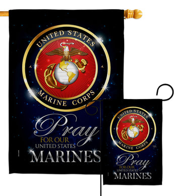 Pray United States Marines - Military Americana Vertical Impressions Decorative Flags HG120063 Made In USA