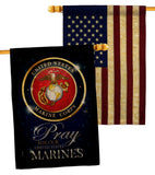 Pray United States Marines - Military Americana Vertical Impressions Decorative Flags HG120063 Made In USA