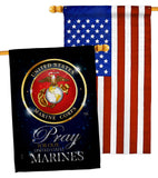 Pray United States Marines - Military Americana Vertical Impressions Decorative Flags HG120063 Made In USA