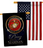 Pray United States Marines - Military Americana Vertical Impressions Decorative Flags HG120063 Made In USA