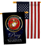 Pray United States Marines - Military Americana Vertical Impressions Decorative Flags HG120063 Made In USA