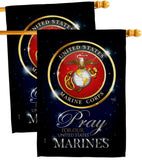 Pray United States Marines - Military Americana Vertical Impressions Decorative Flags HG120063 Made In USA