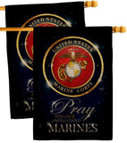 Pray United States Marines - Military Americana Vertical Impressions Decorative Flags HG120063 Made In USA