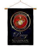 Pray United States Marines - Military Americana Vertical Impressions Decorative Flags HG120063 Made In USA