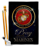 Pray United States Marines - Military Americana Vertical Impressions Decorative Flags HG120063 Made In USA